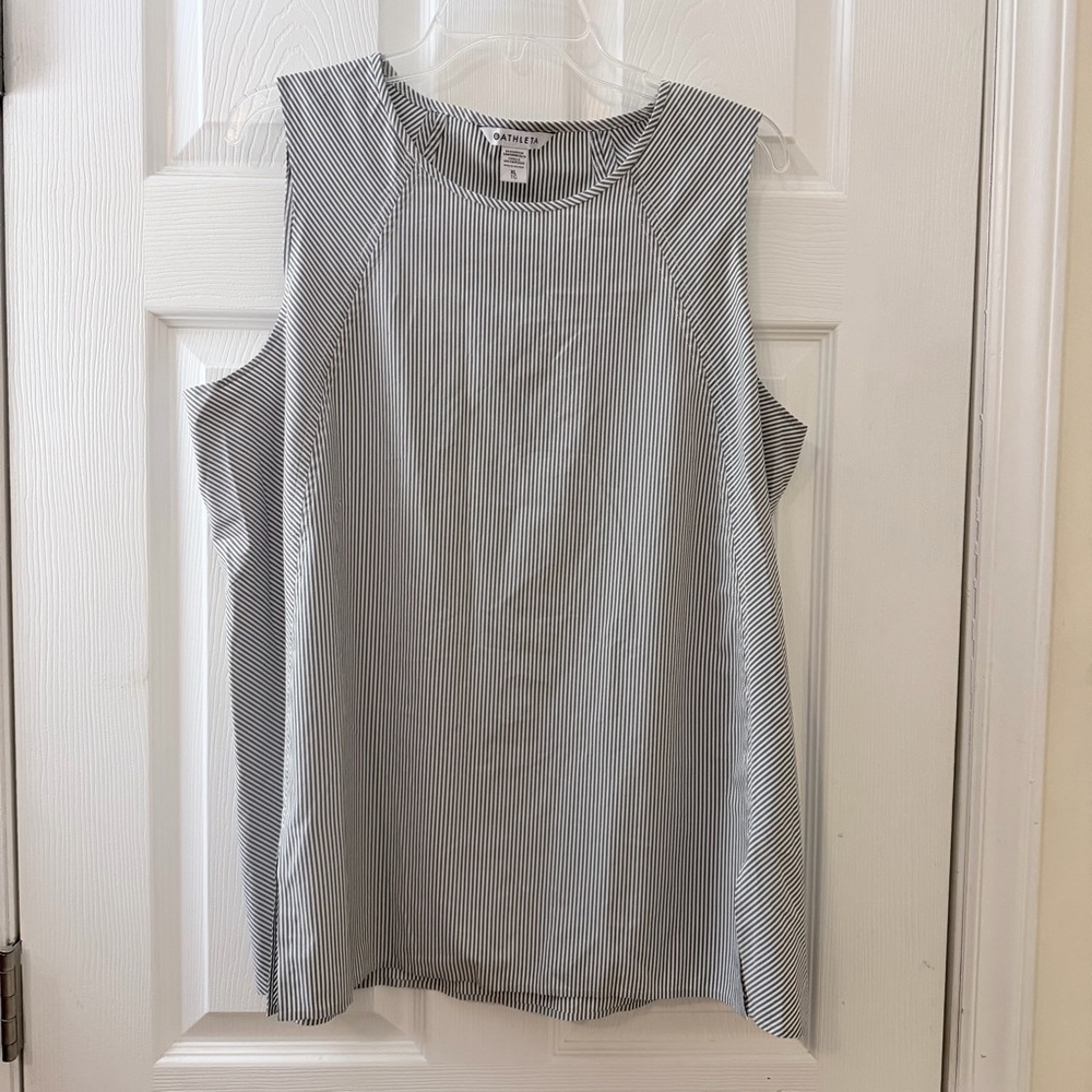 Athleta Grey/White Striped Tank Top size XL Like new condition